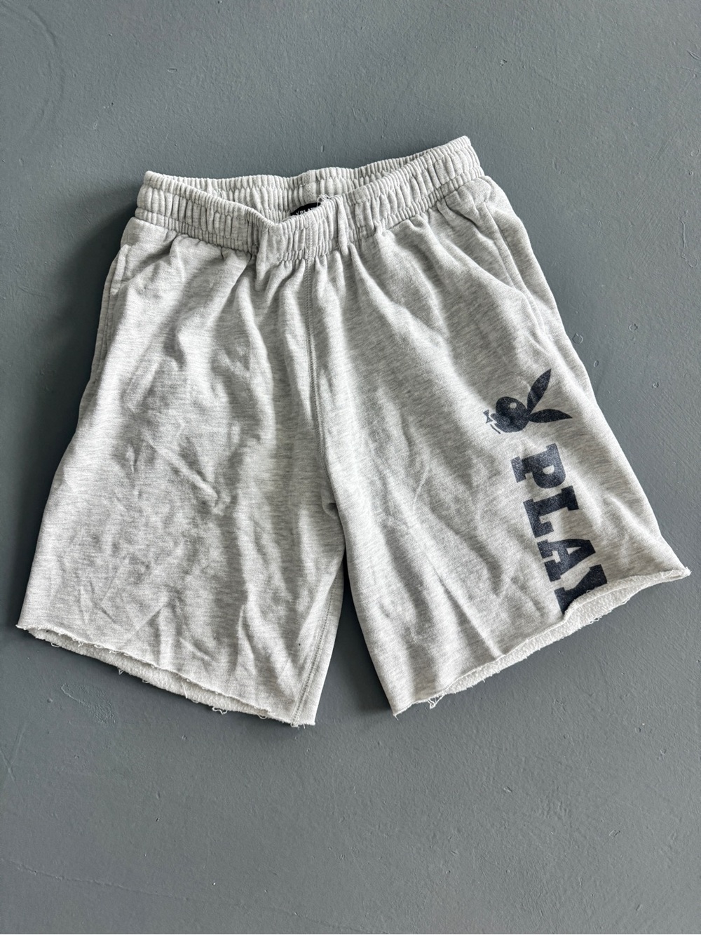 PLAYBOY Light Gray Men's Cotton Shorts with Navy Logo